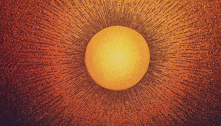 Sun with rays of light on a textured background. Vector illustrationの素材