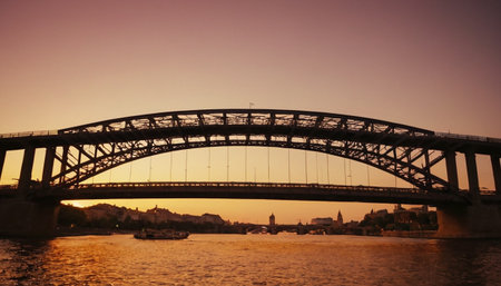 Sydney Harbour Bridge at sunset, Sydney, Australia. Retro style.の素材