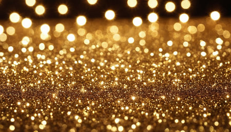 golden glitter vintage lights background. gold and black. de focusedの素材
