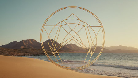 Sacred Geometry Symbol Icon Abstract Graphic Design Concept. 3D Renderingの素材