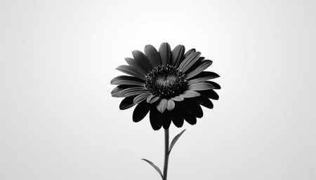 Black and white gerbera flower isolated on a white background.の素材