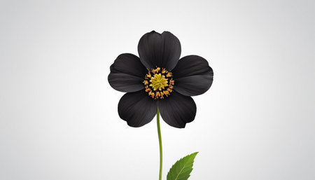 Black flower on a white background. 3d render of a flowerの素材