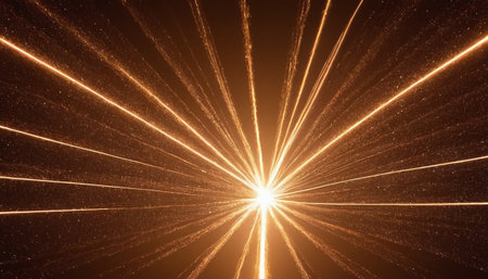 sparkling graphic particles. abstract rays and lights. glow lines.の素材