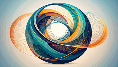 Abstract colorful background with curved lines. Vector illustration for your design.の素材