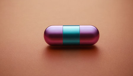 Close-up of a pill on brown background. 3D renderingの素材