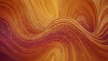 abstract background with wavy lines in orange and brown colors.の素材