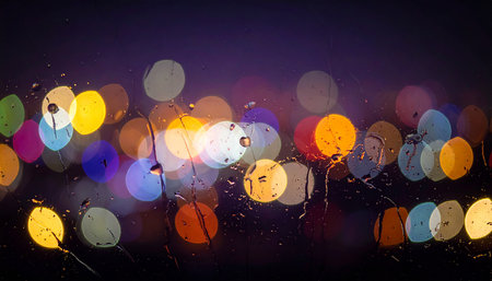 Colorful bokeh lights on black background. Abstract background.の素材