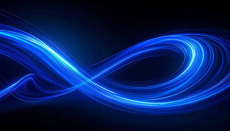 Abstract blue light lines on dark background. Vector illustration for your designの素材