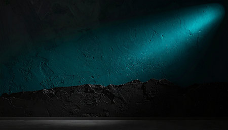 Grunge concrete wall and blue spotlights. 3d renderingの素材