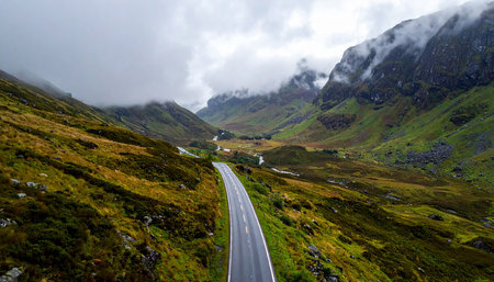 Winding road in Glencoe, Glencoe, Scotland, UKの素材