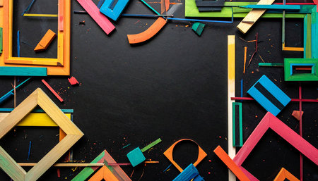 Colorful paint splashes on black background. Abstract grunge backgroundの素材