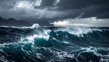 Stormy Atlantic Ocean in Tenerife, Canary Islands, Spainの素材