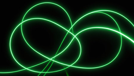 abstract green lines on a black background, computer-generated imageの素材