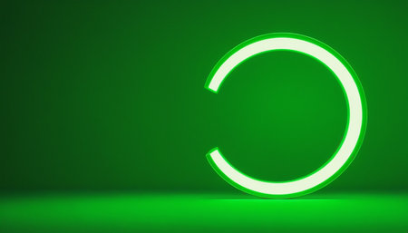 3d rendering of a neon circle on a green background with a glowの素材