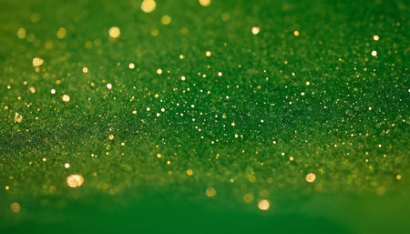 green glitter vintage lights background. gold and black. defocused.の素材