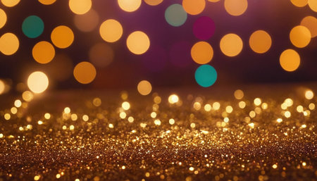 golden glitter vintage lights background. defocused. bokeh.の素材