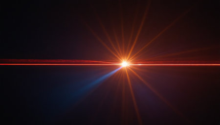 star with lens flare and bokeh effect. sun with rays and spotlightの素材