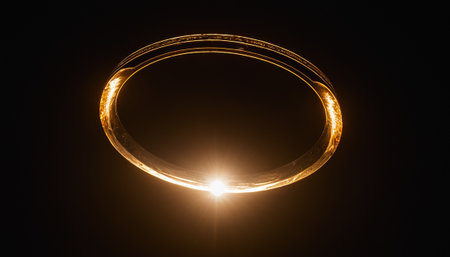 Spiral of light on a black background. Glowing spiral.の素材