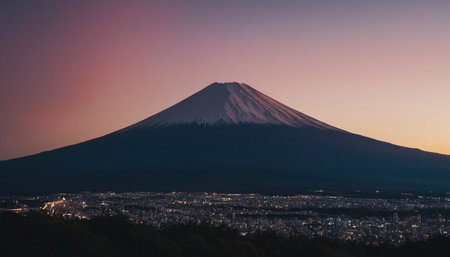 Mt. Fuji at sunset, Kawaguchiko, Japanの素材