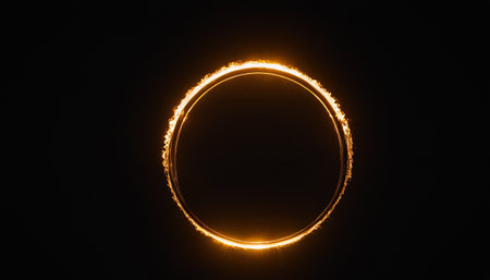 Futuristic neon circle on a black background. Glowing neon circle.の素材