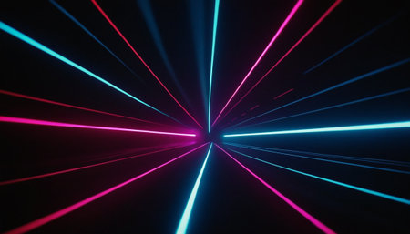 3d illustration of abstract background with neon lines. Futuristic tunnelの素材