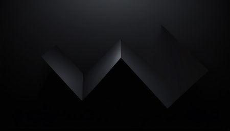 Abstract black background with folded paper sheets. 3d render illustration.の素材