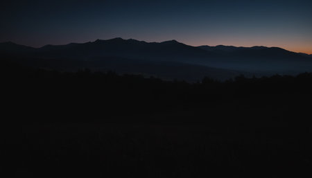 Mountain landscape at night. Beautiful view of the mountain range.の素材