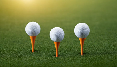 Golf ball on green grass ready to play. Golf ball on green grass ready to play.の素材