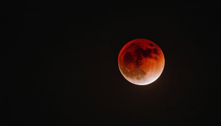 Lunar eclipse occurs when the Moon passes behind the Earth.の素材