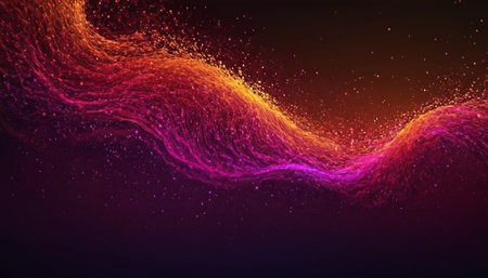 Abstract 3d rendering of flowing particles. Futuristic background for your design.の素材