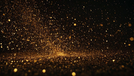 glitter vintage lights background. gold and black. de-focusedの素材