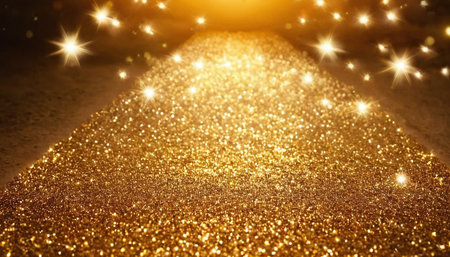 golden glitter vintage lights background. gold and black. defocusedの素材