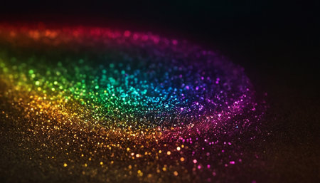 Glittering colorful lights on a black background. Abstract background.の素材