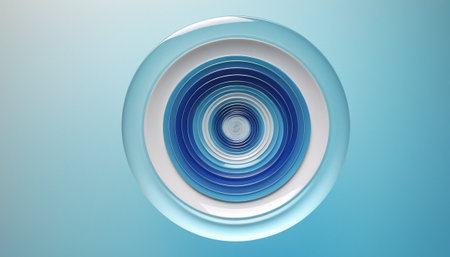Abstract blue background with concentric circles. 3d render illustration.の素材