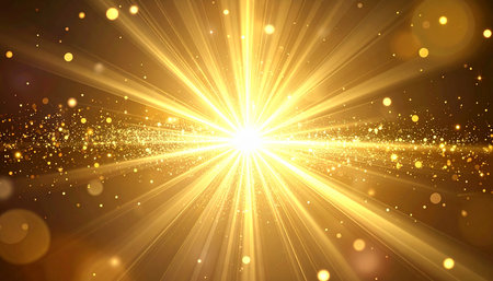 Abstract background with golden rays and sparkles. Vector illustration. EPS 10の素材