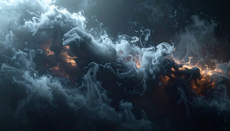 Abstract smoke on black background. Fantasy fractal texture. Digital art. 3D rendering.の素材