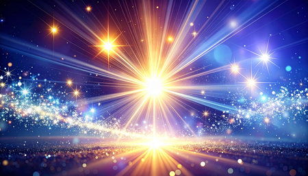 Background image with lights and beams, with space for text or imageの素材