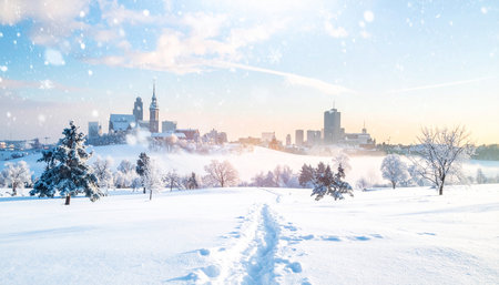 Winter cityscape of Tallinn, Estonia. Panoramic view.の素材