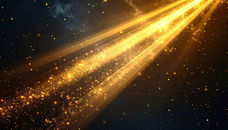 Abstract background with golden rays and sparks. Vector illustration. Eps 10の素材