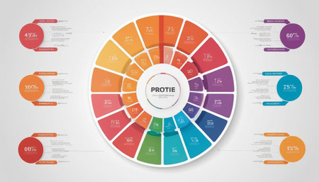 Vector circle chart infographic. Template for cycle diagram, graph, presentation and round chart. Business concept with 8 options, parts, steps or processes.の素材