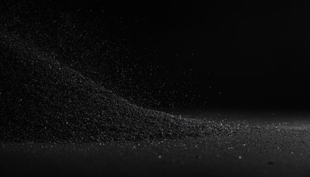 Abstract particles of dust on a black background. 3d rendering, 3d illustration.の素材