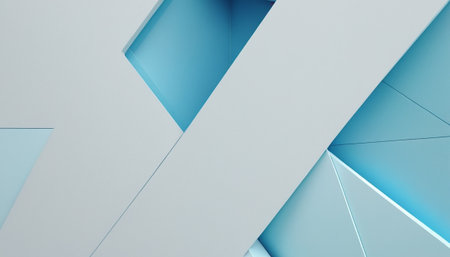 Abstract geometric background with blue and white triangles. 3d render illustrationの素材