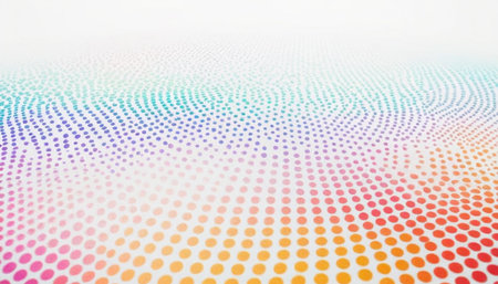 Abstract background with colorful halftone dots. Big data visualization.の素材