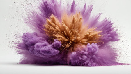 Explosion of colored powder on a white background. 3d renderingの素材