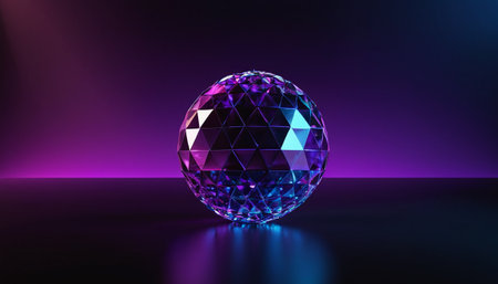 disco ball on a dark background. 3d rendering, 3d illustrationの素材