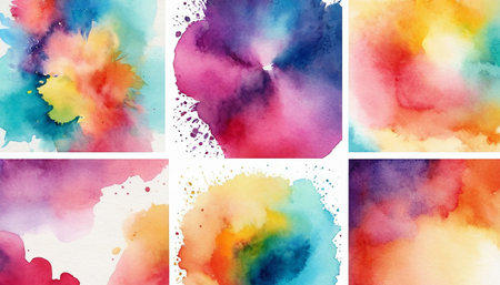 Set of watercolor backgrounds. Watercolor stains. Vector illustration.の素材