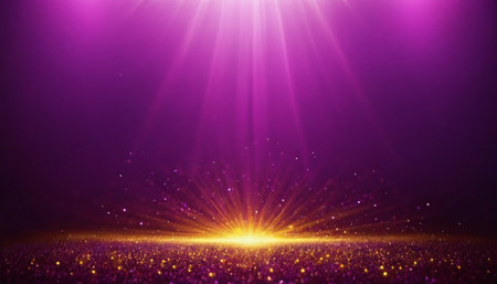 glitter vintage lights background. gold and purple. de-focusedの素材