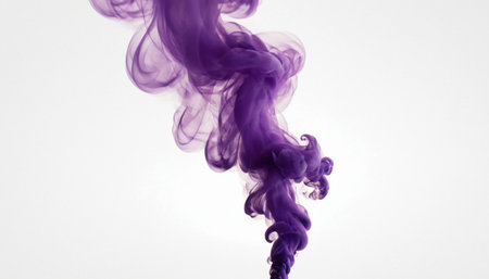 Purple smoke isolated on white background. 3d rendering, 3d illustration.の素材