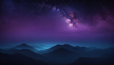 Milky way over the mountains in the night. 3d renderingの素材