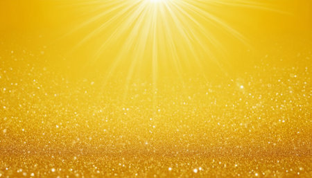 Golden glitter background with bokeh defocused lights and stars.の素材